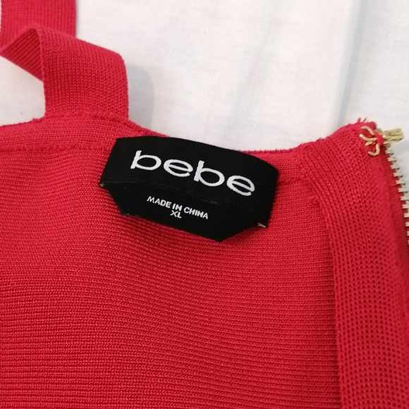 Bebe Red Lace Multi Halter Bustier Dress Bodycon - Picture 13 of 16